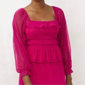 Chic Pink Sheer Sleeve Top